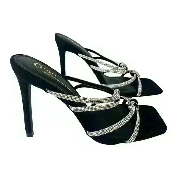 Olivia Shoes - Black & Shiny diamonds /women sandals/ Size Us 8.5